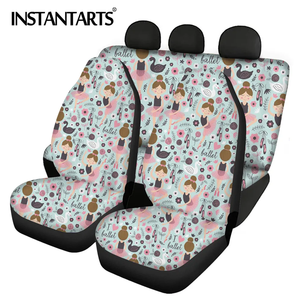 

INSTANTARTS Ballet Girl Printed Front and Back Car Seat Cover Fashion Car Accessories Vehicle Seat Covers Set Seat Protector