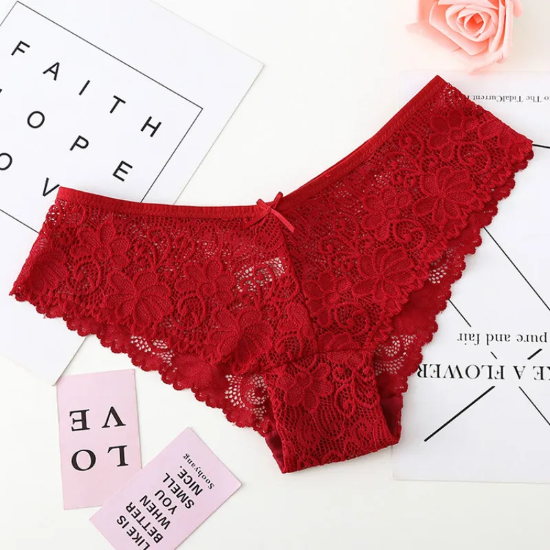 

3PCS/lot new arrival Sexy underwear breathable briefs lace openwork cotton bottom shorts perspective women's panties lingerie