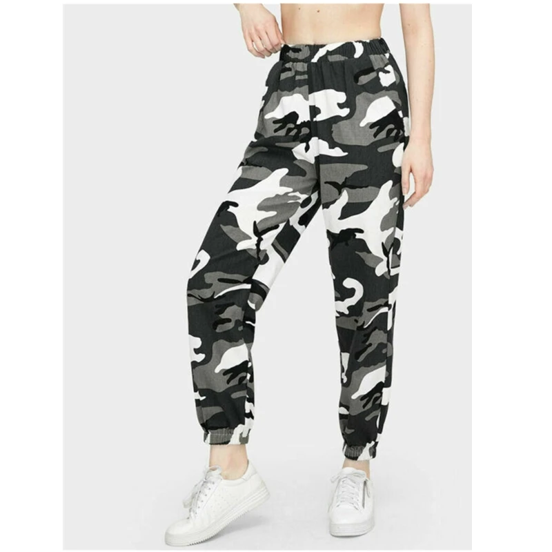 Женские брюки карго с высокой талией камуфляжные повседневные в уличном стиле