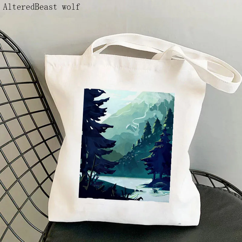 

Женская сумка-шоппер с рисунком канадской горы, кавайная сумка для покупок в стиле Харадзюку, холщовая сумка-шоппер, женская сумка-тоут