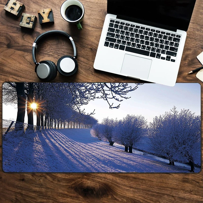 

snow scene Mouse pad Print Rubber Mouse Pad Locking Edge Large Mat Fast Laptop Gaming Mouse Pad To Gamer Gifts