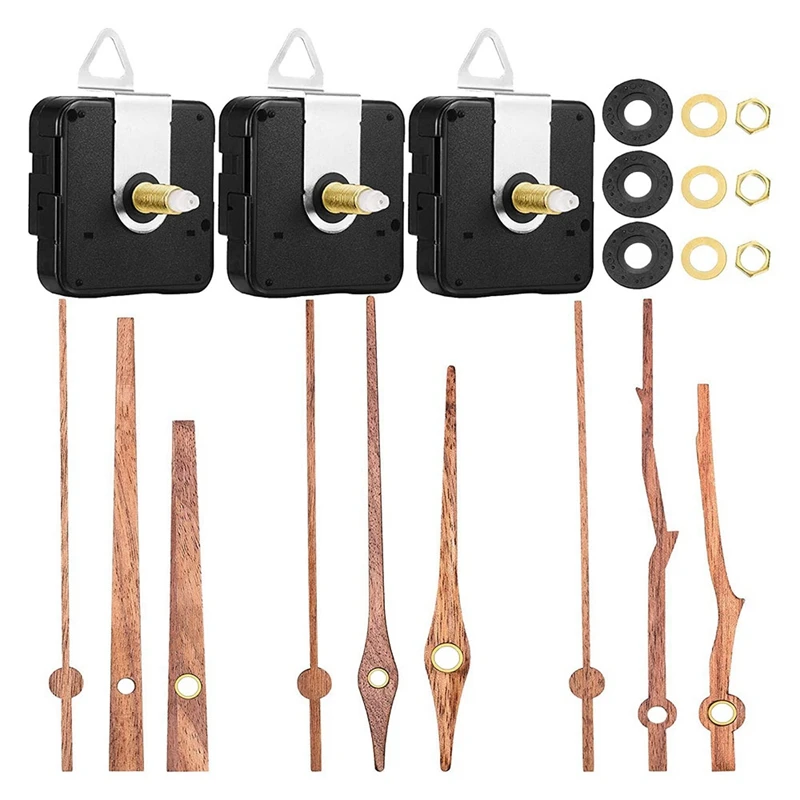 

Quartz Clock Movement Mechanism Parts With 3 Types Of Walnut Wood Clock Hands Clock Accessories For Clock Repair