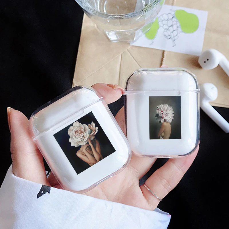 

Модный жесткий чехол с цветочным рисунком для свиданий чехол для Apple Airpods прозрачный защитный чехол для наушников Bluetooth для Air pods 2 Чехол