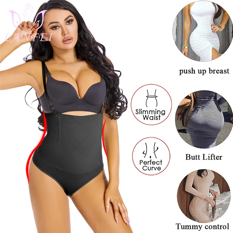 LANFEI High Waist Thong Panty Shaper Tummy Control Panties Slimming Body Shapers Women Underwear Sheath Belly Boyshort with Hook