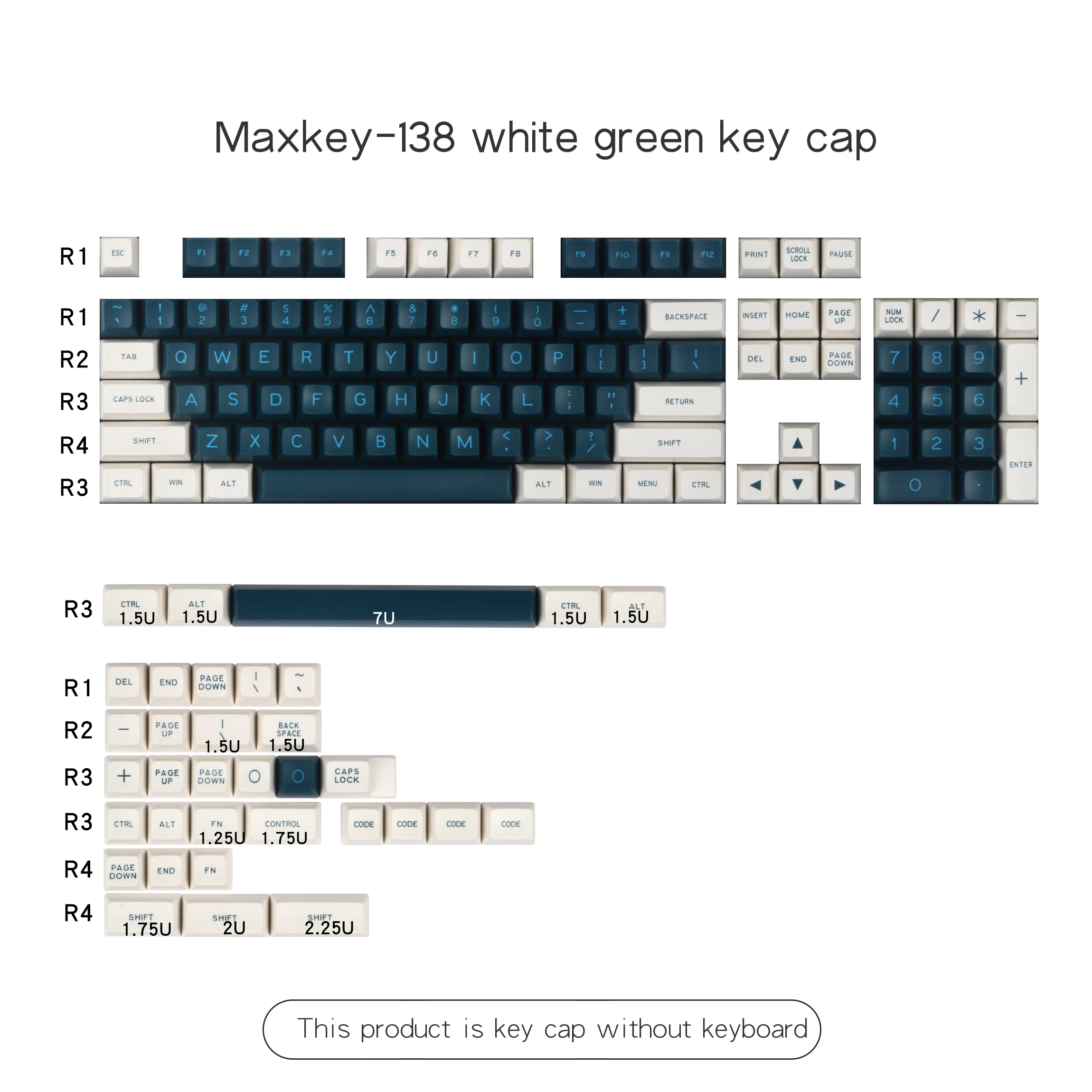 MAXKEY white and green doubleshot ABS SA Profile Keycap Set for mechanical keyboard | Компьютеры и офис