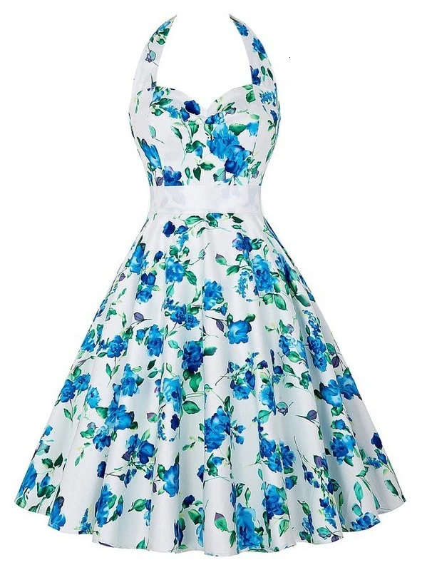 Robe Vintage Dresses 50s 60s Rockabilly Dress Audrey Hepburn Style Floral Printed Summer Retro for Women | Женская одежда