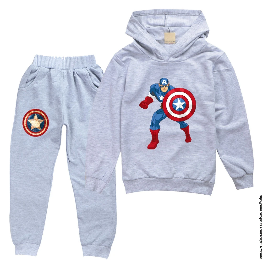 Сезон: весна осень с рисунком из мультфильма Капитан Америка Свитшот длинными