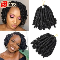 silike spring twist 8 inch synthetic crochet braiding hair extensions 6 inch crochet braid bulk hair for black women