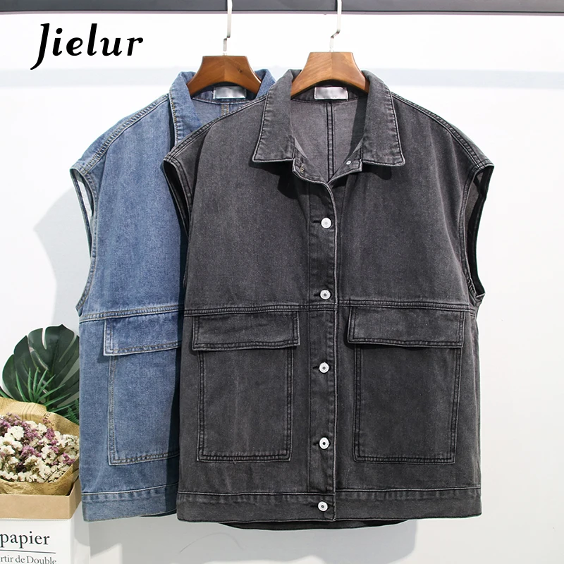 2020 новый осенний джинсовый жилет средней длины с большими карманами женский