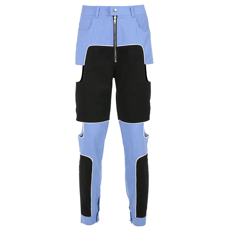 

Zoulv 2021 Spring Autumn Women's New Harem Pants Trend Color Contrast Hollow Zipper Casual Fashion Trousers Streetwear Women