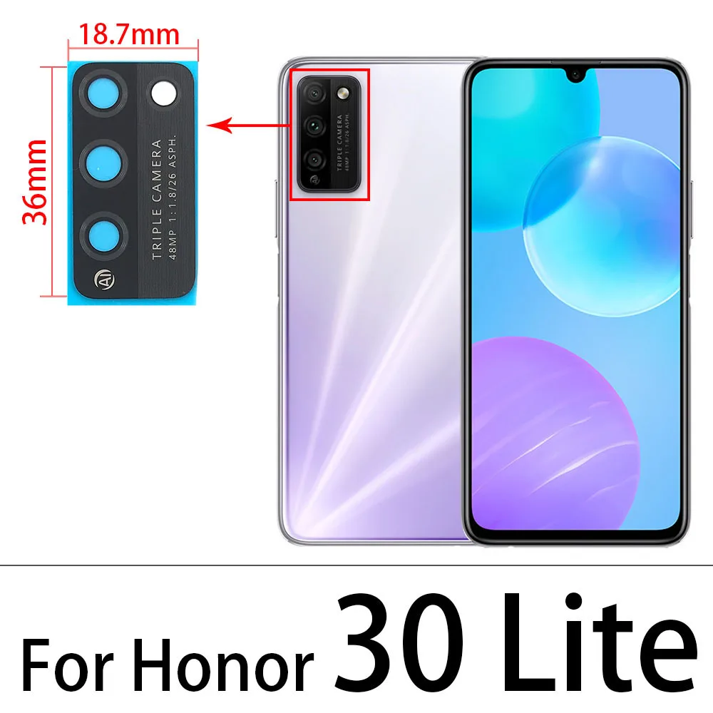Стеклянный объектив задней камеры 10 шт./лот для Huawei Honor 9X V20 20i 20s 20 30 Pro Lite 10i 30s с
