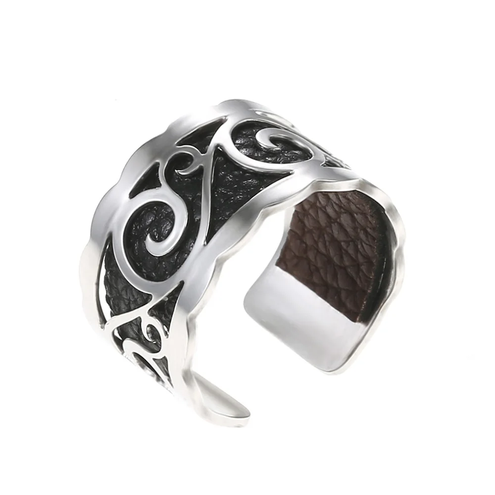 010 Cremo, сделай сам, простое кольцо, Argent, кольца для женщин, Bijoux, кольцо из нержавеющей стали, сменная кожа, Bague Femme - Цвет основного камня: 010