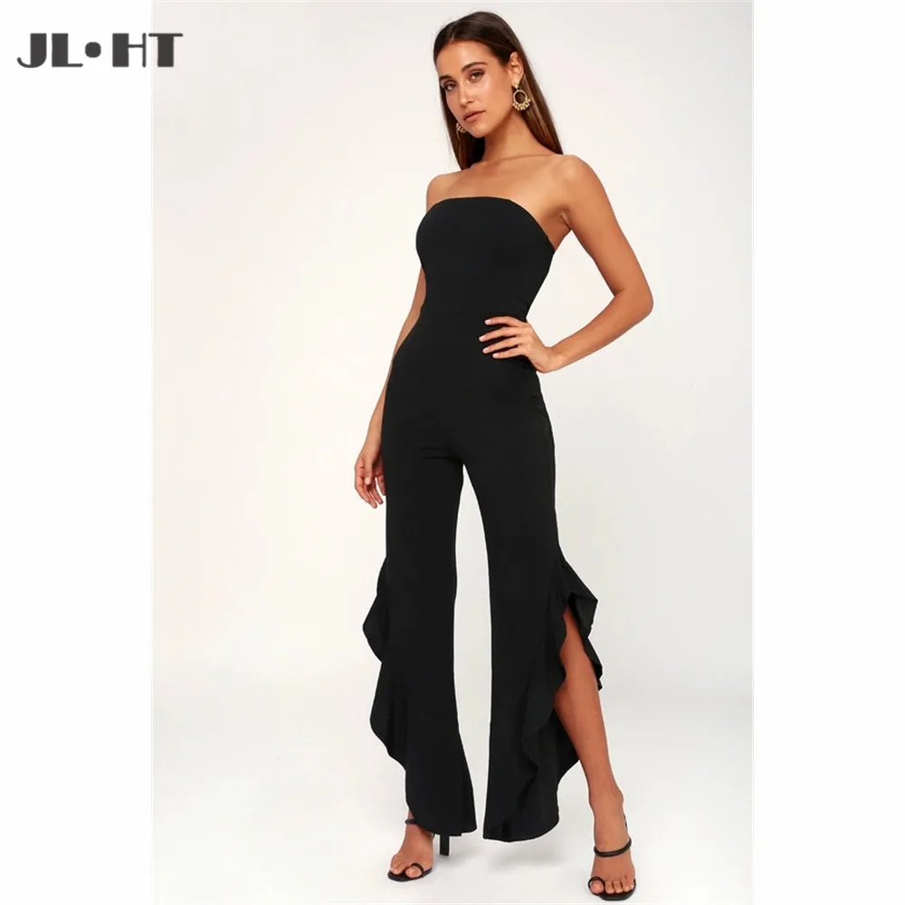 Элегантный вечерний комбинезон без бретелек длинное платье для выпускного