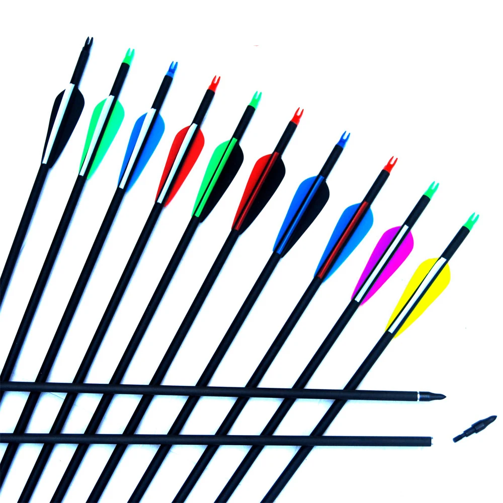 Стрелы Углеродные 12 шт./лот 10 цветов 30 дюймов стержень 500 стрелы с пластиком 3