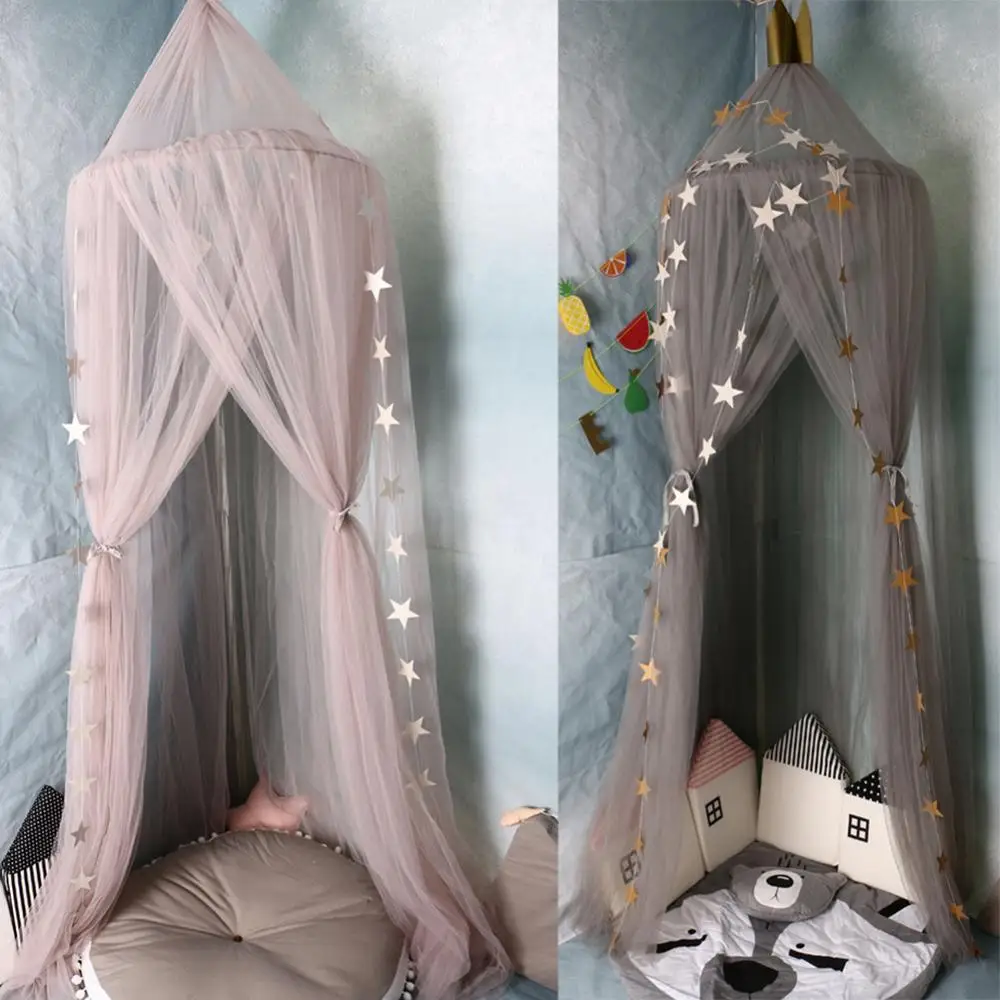 

Bed Canopy Net Tent Nordic Kid Baby Crown Round Dome Hanging Mosquito Room Decor