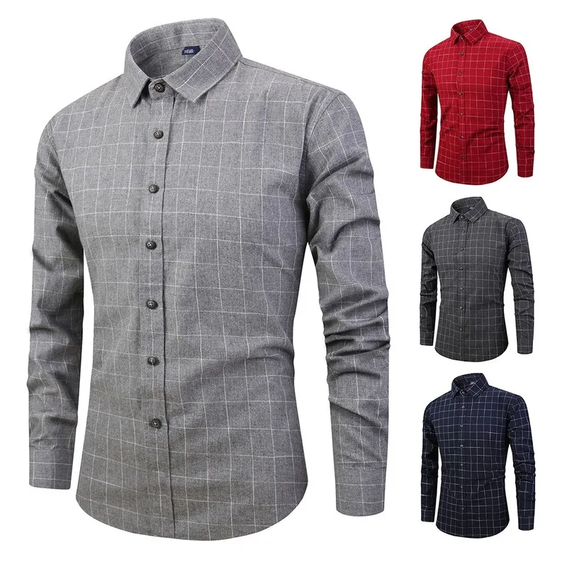 

Hot Selling 2020 Spring New Japanese Retro Casual Long Sleeve Plaid Shirt Men's Pure Cotton Wild Shirt Large Size Men's Clothing