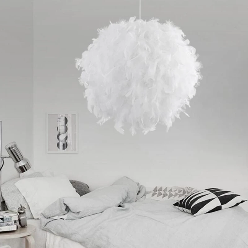 Bedroom foyer with led bulb plume plumage stylish hanging sphere pendant light round ball lamp | Лампы и освещение