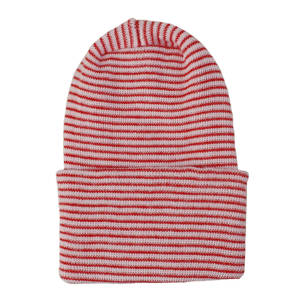 Newborn hospital hat Warm Soft Cotton beanie Thicken Hat for newborn baby girls boys Infant Striped cap Casual Beanie 0-3M H233S | Детская