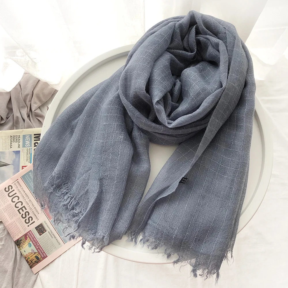 

Wool Scarf Women Autumn Winter New Japanese And Korean Silver Plaid Scarf Women's Headscarf Muslim Scarf Silk Scarf