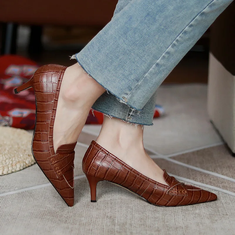 

Sahllow Wedding Party Basic Shoes Woman Elegant Women Shoes 2021 Newest genuine Leather High Heels Pumps For Girls Spring