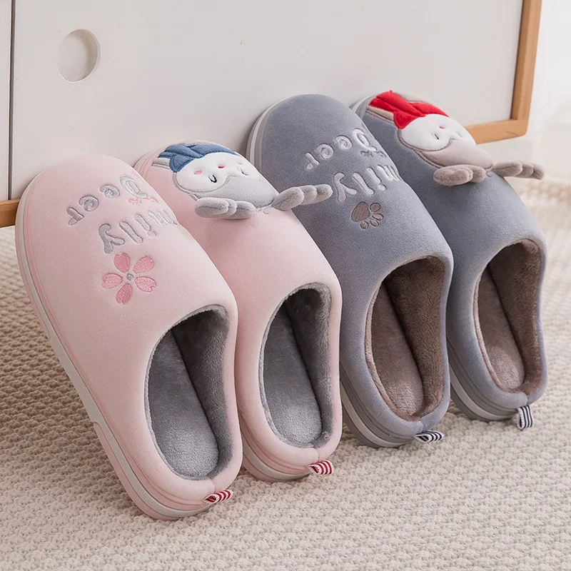 

Cartoon Cotton Slippers Women Winter Thick-soled Indoor Warm Non-slip Winter Plush Parent-child Cotton Shoes YK