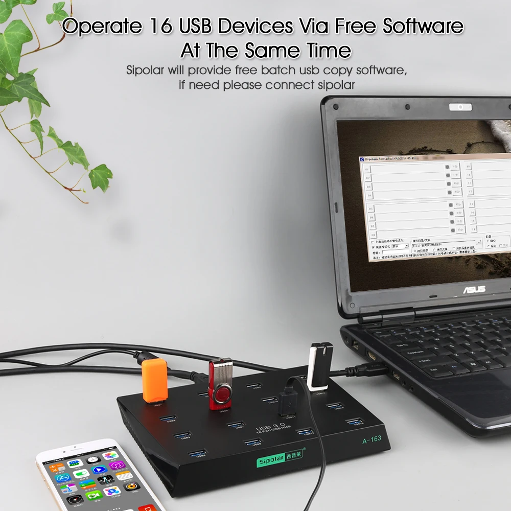 Sipar 16 портов USB 3,0 Дубликатор концентратор с 5V5A адаптер питания 5 Гбит/с передача данных светодиодный светильник для HW 3g модемов USB диск A-163