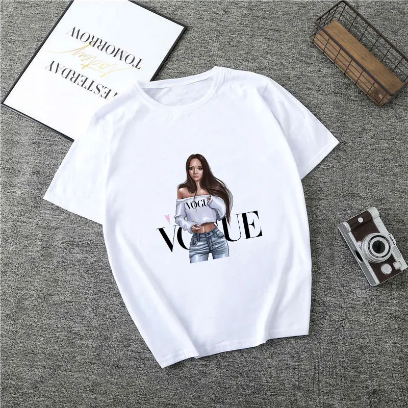 Poleras Mujer De Moda летняя футболка Женская Vogue с буквенным принтом Vogue Harajuku футболка плюс размер панк Футболка Camiseta Mujer - Цвет: 2074