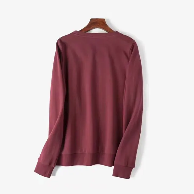 ElfStyle стильная бордовая Толстовка с длинным рукавом и круглым вырезом принтом