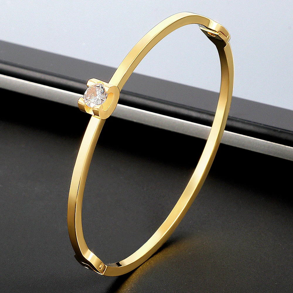 

Fashion Gold Color Women Fine Bangles & Bracelets Casting Claw Stone Crystal Bangles Bracelets For Women Men Wedding Jewelry