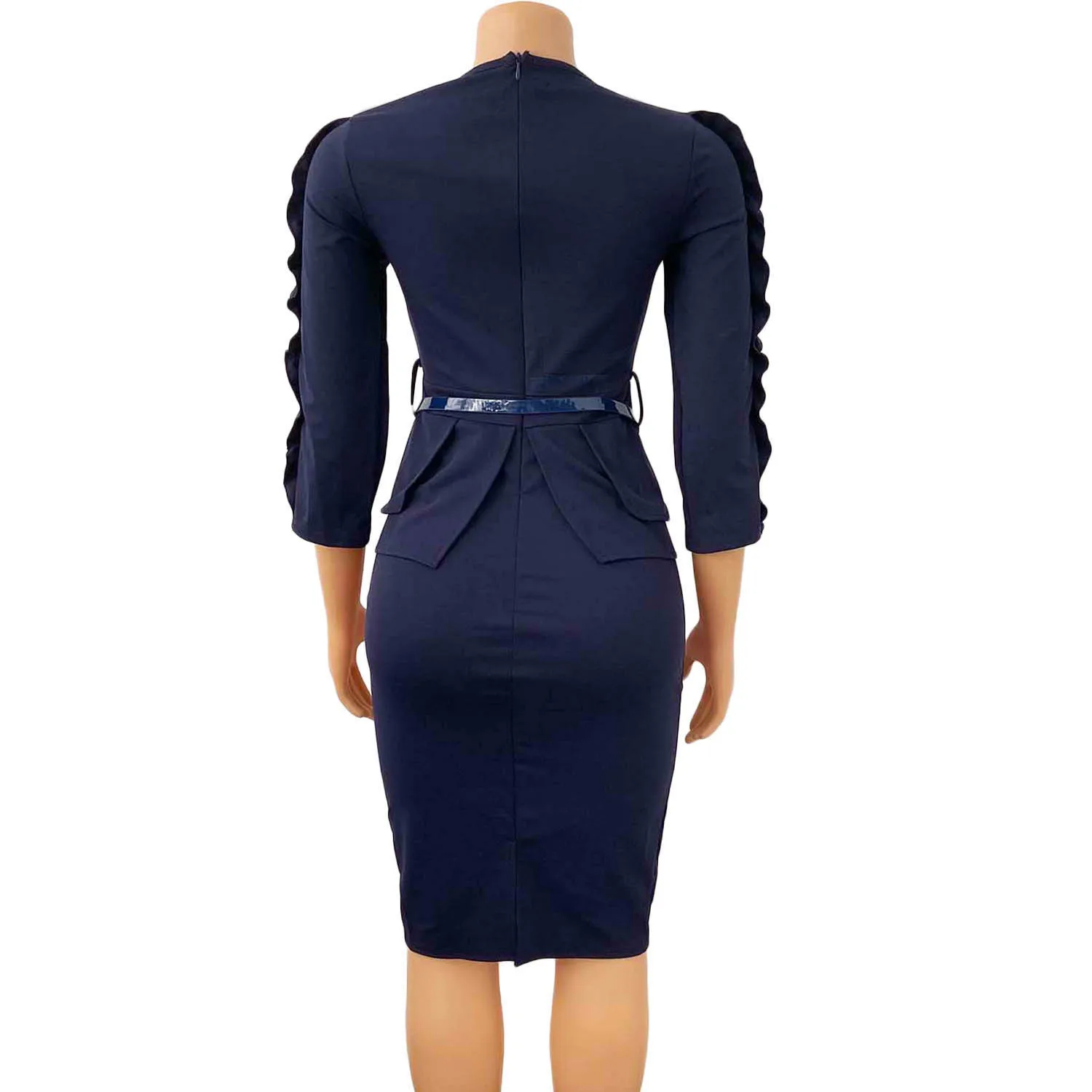 

Autumn Fashion African Female Elastic Sheath New Tight Robes Women Bodycon Dresses Slim Ruffles Elegant Office Ladies Work Wear