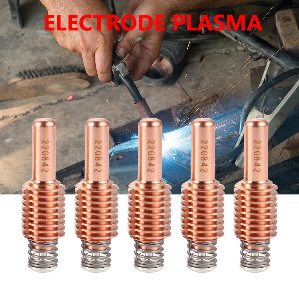 

5pcs Copper Tellurium Electrode 220842 Plasma Cutting Nozzles Plasma Consumable Replacement Parts for Aluminum Copper Cutting