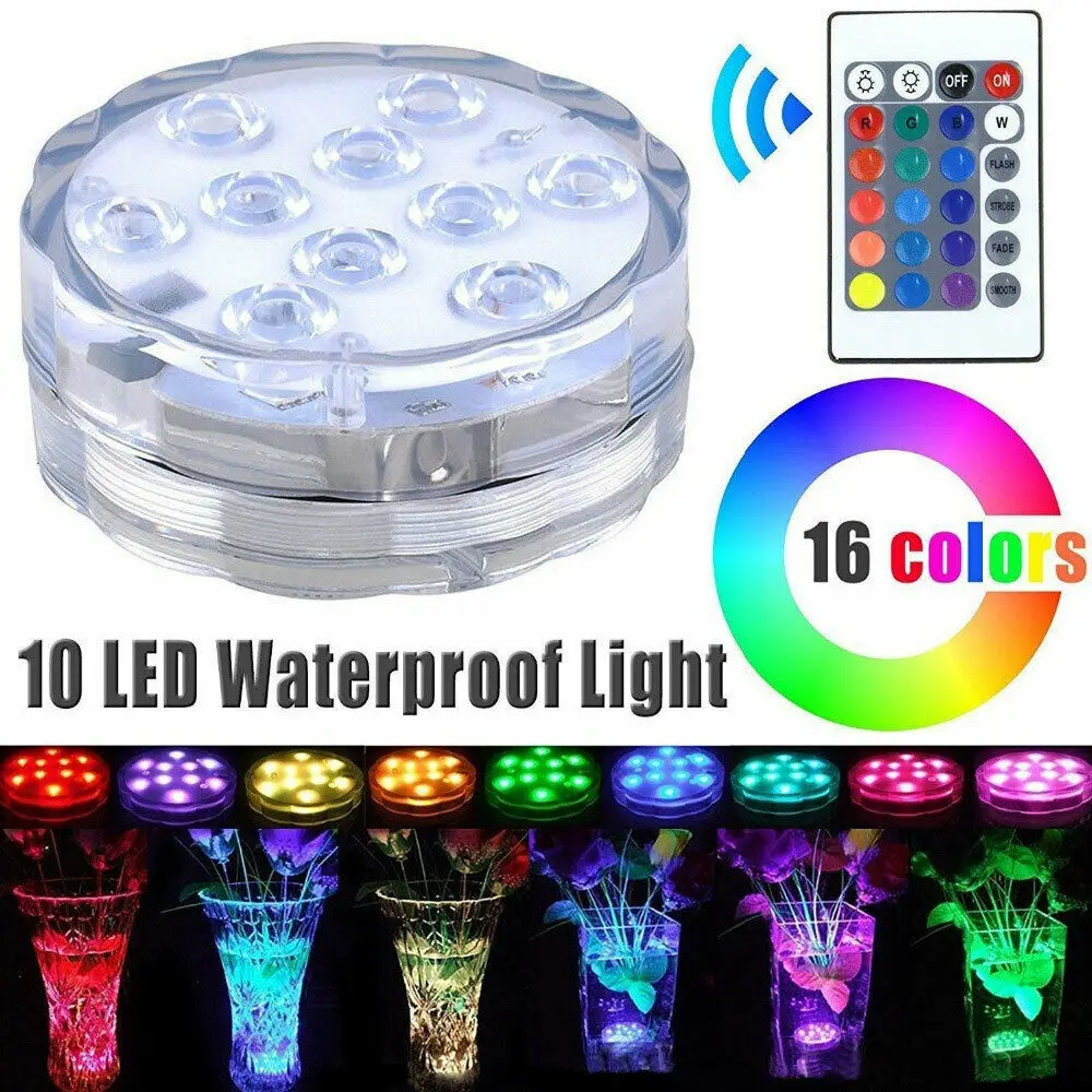 

10led 4Light RGB LED Submersible Underwater Pool Light Float Swimming Pond Party Lamp Remote