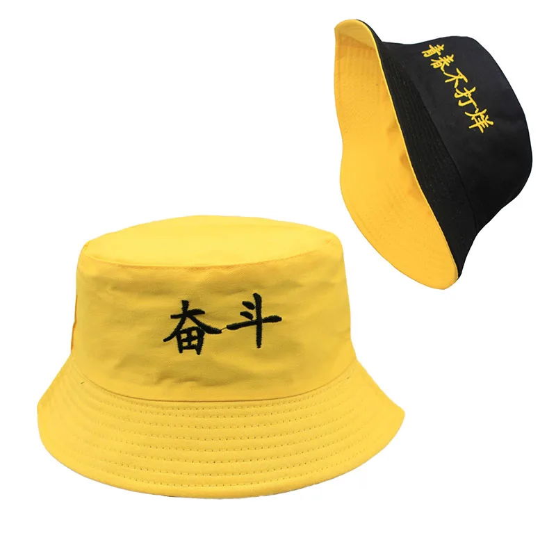 Панама с китайской надписью Двусторонняя Мужская двусторонняя от солнца из 100%