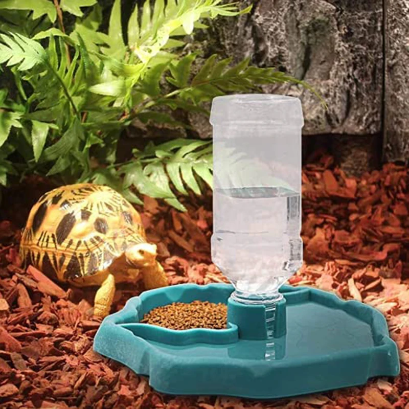 

Reptile Feeder 2 in 1 Automatic Water Food Feeding Plate Lizard Turtle Dispenser Dropship