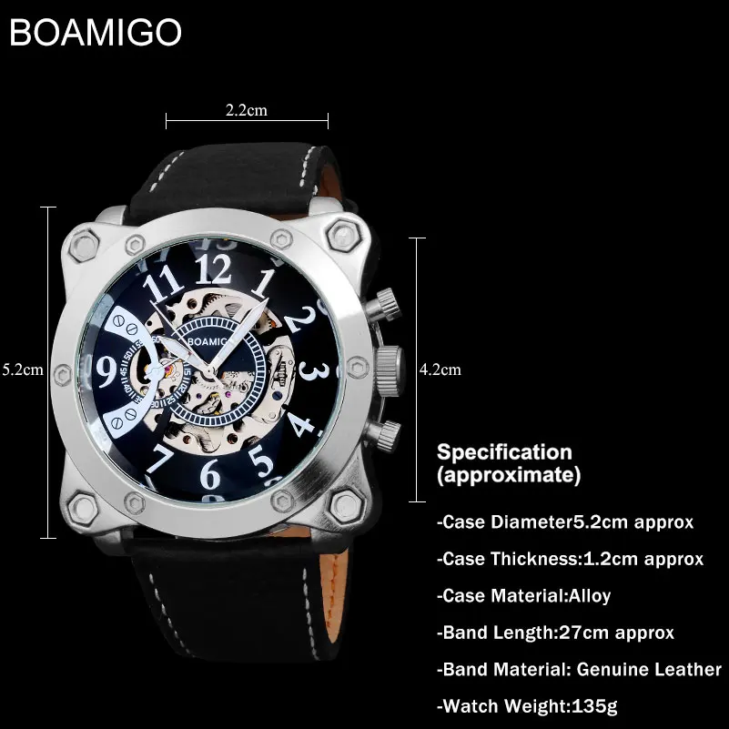 Мужские механические часы BOAMIGO брендовые модные спортивные автоматические