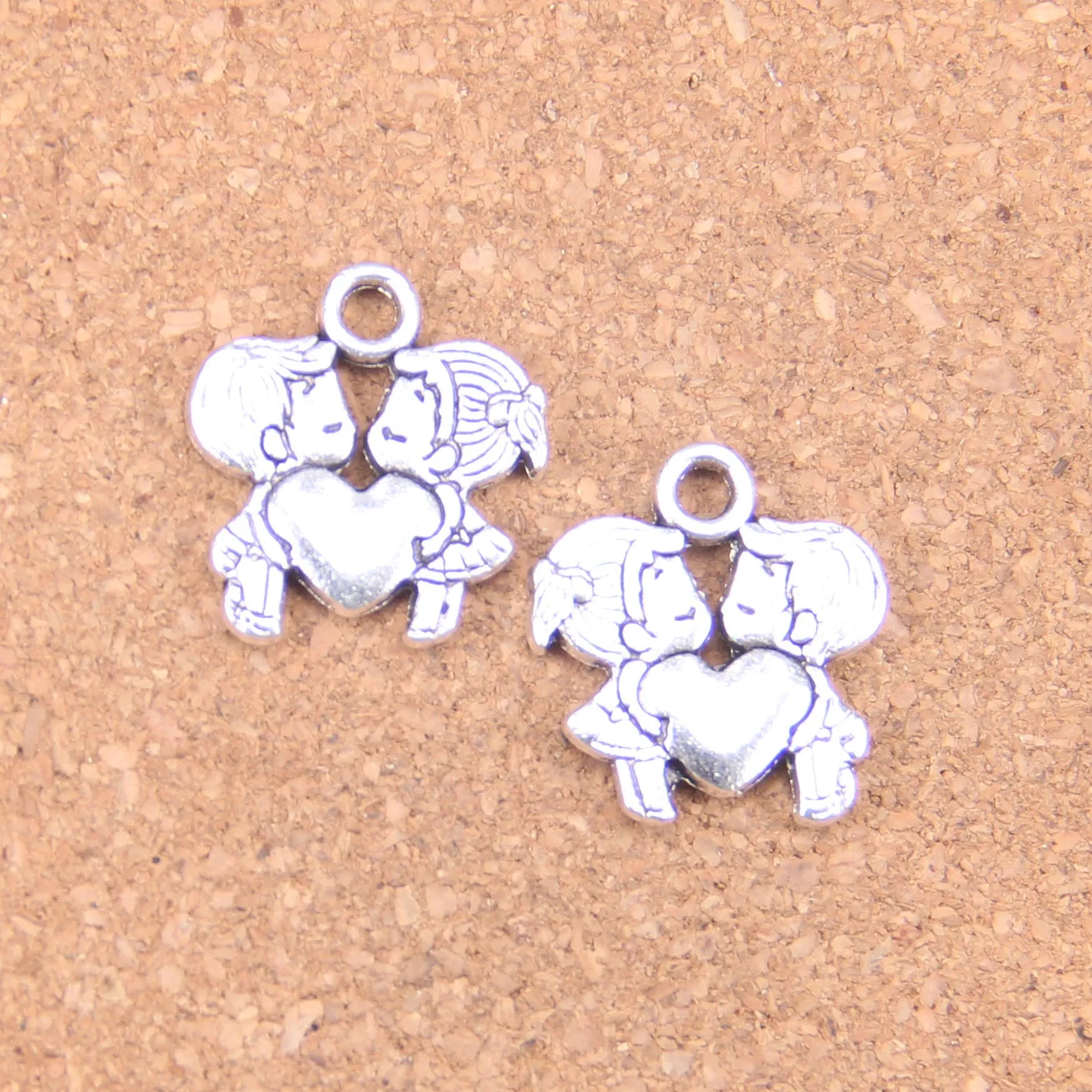 28pcs Charms heart lover sweetheart 22x21mm Antique Pendants,Vintage Tibetan Silver Jewelry,DIY for bracelet necklace