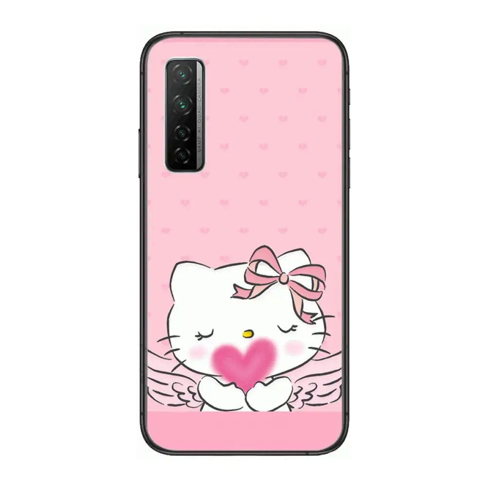 

Cute cat HELLO ketty cute student style Phone Case For Huawei mate 40 30 10 20 40 8 9 Lite Z Pro Black Etui 3D Coque Painting H