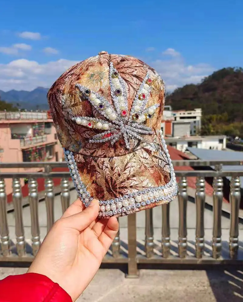Бейсболка с жемчугом для женщин и девушек модная кепка регулируемыми цветами от