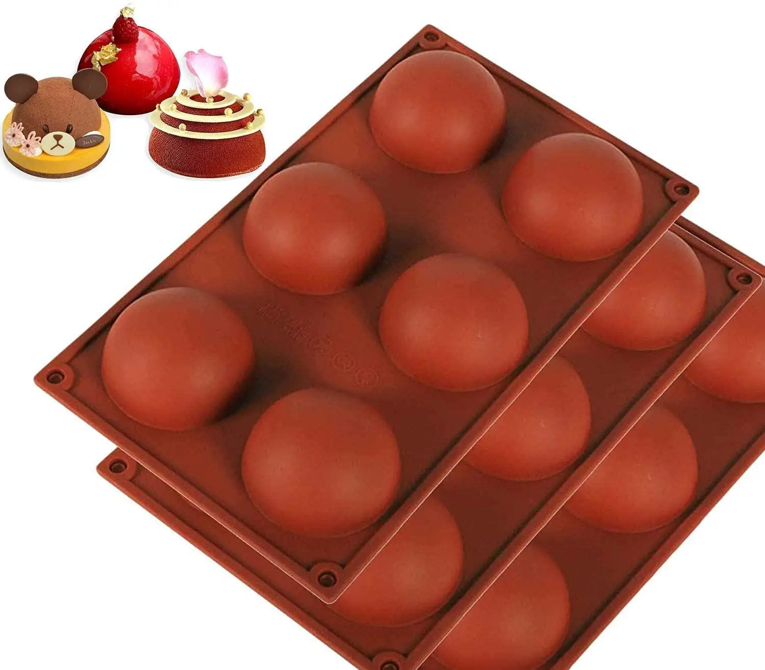 Molde de silicona para Chocolate, pastel, gelatina, pud&iacute;n, forma redonda, medio caramelo, antiadherente, sin BPA, para hornear #89-1