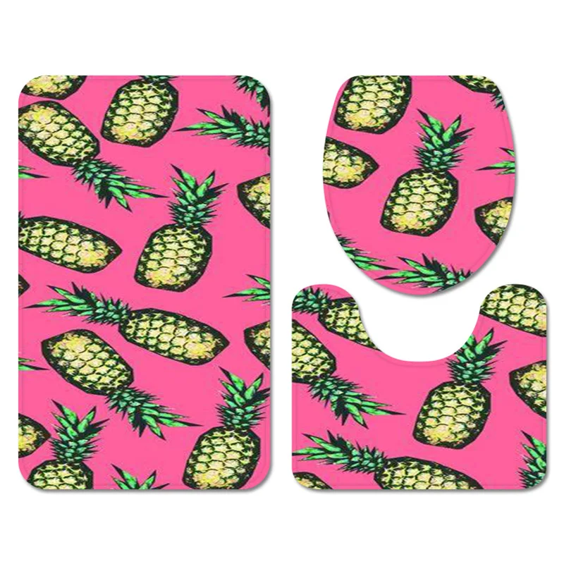 Коврик для ванной комплект из 3 предметов с рисунком ананаса коврик унитаза