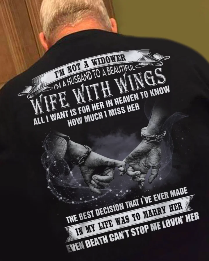 

I'm A Husband To A Beautiful Wife With Wings Men T-Shirt Backside Unisex Couple Gift