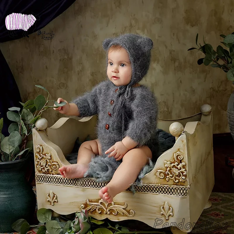 Наряды кролика для фотосессии для маленьких мальчиков и девочек, реквизит для фотосъемки младенцев, аксессуары для фотосъемки детей, комбинезоны с мишкой, шапка с мультяшным рисунком