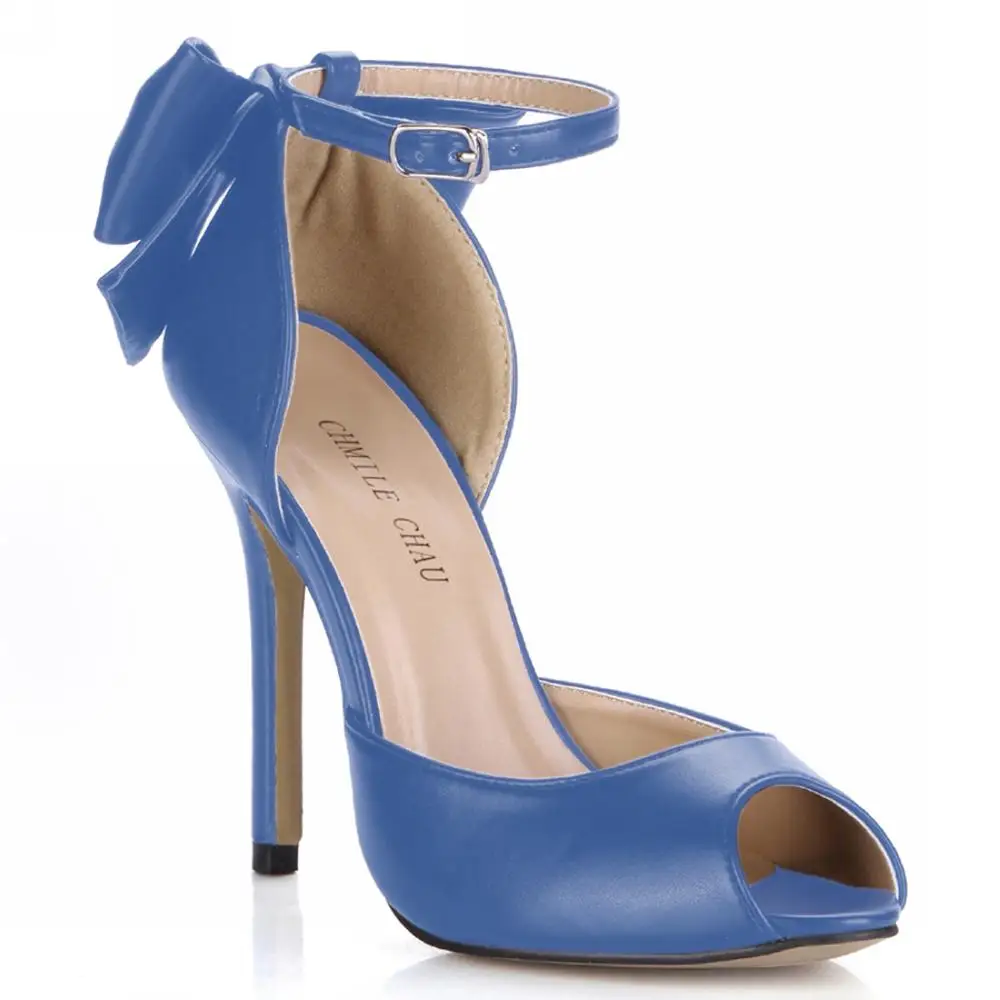 

Summer Spring New 12cm High Heel Pumps Bridals Wedding Women Stiletto Ankle Strap Bowing Peep Toe Sexy Party Lady Shoes 3C-k2