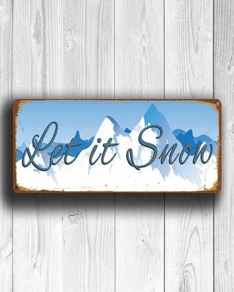 

LET IT SNOW жестяной знак, Let It Snow Signs, зимние знаки, зимнее настенное искусство, лыжные знаки, зимний декор, винтажный стиль Let It Snow Sign