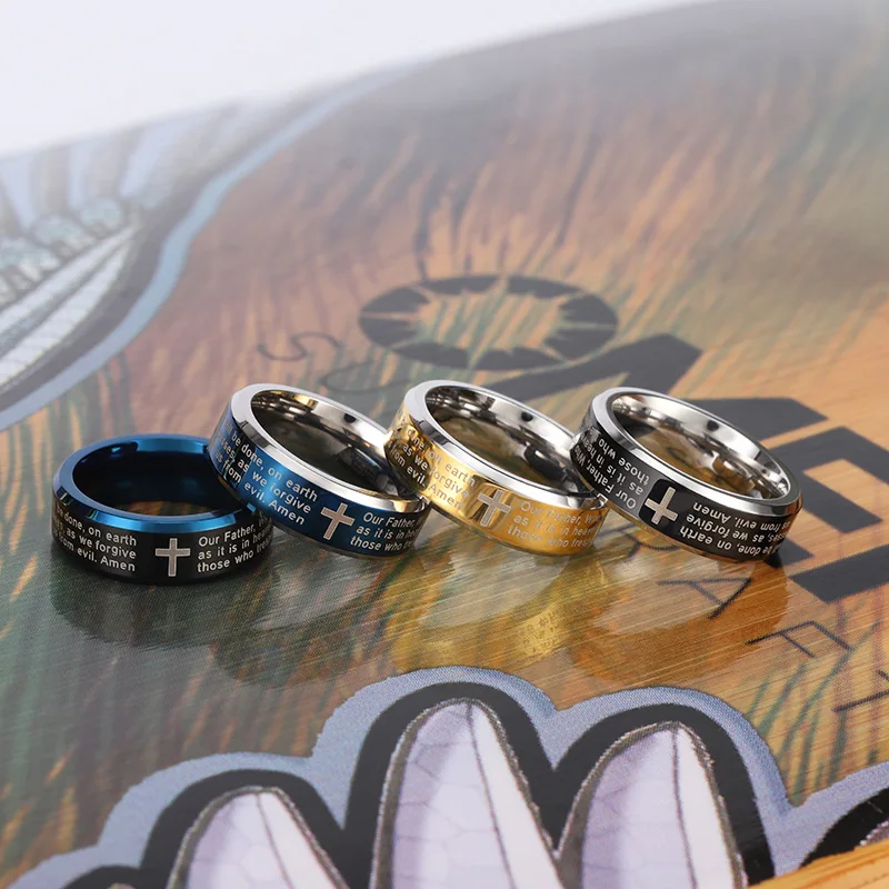 BUDROVKY Библии моды кольцо из нержавеющей стали с крестом в стиле хип-хоп Мужская