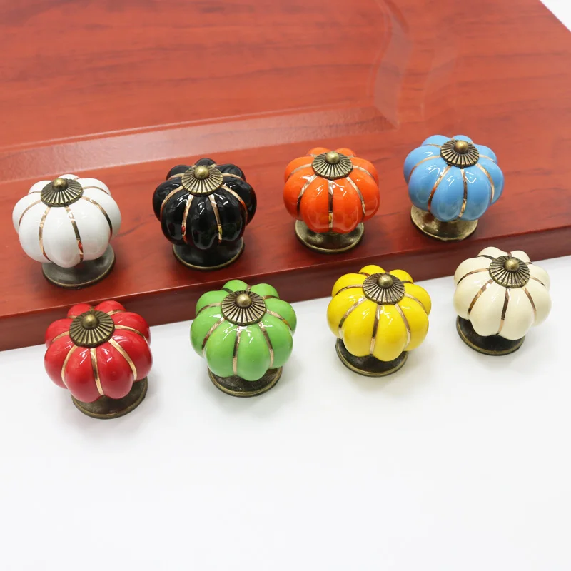 

DXS Pumpkin Ceramic Handles 40mm Drawer Knobs Cupboard Door Handles Single Hole Cabinet Handles with screws Furniture Handles