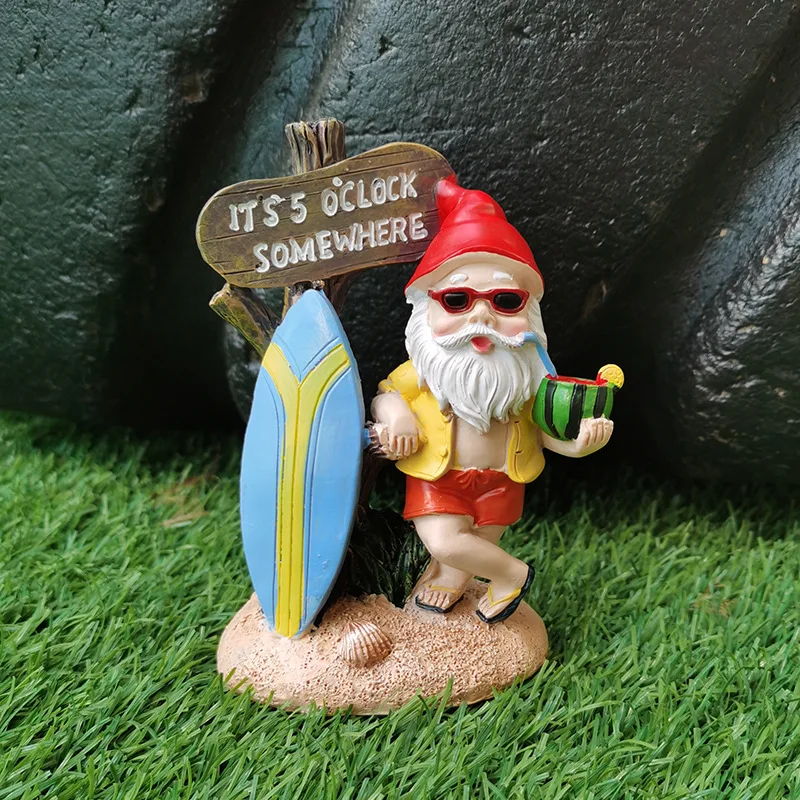 

Summer Surf Gnome Garden Statue Small Resin Dwarf Home Shelf Decor For Outdoor Micro Landscape Jardineria Decoracion