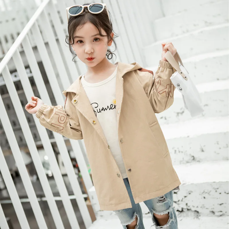 Ветровка для девочек-подростков коллекция 2019 года осенняя куртка девочек плащ
