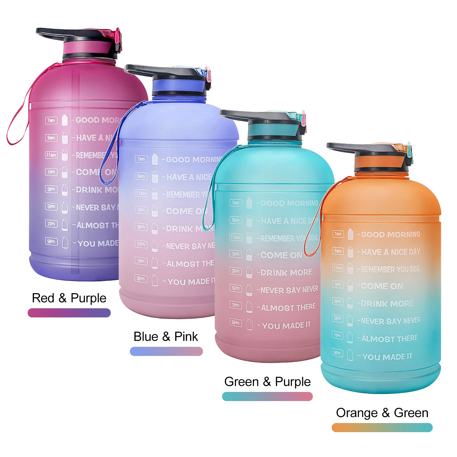 

3.78L Time Marker Sports Water Bottle Plastic Gallon BPA Free Leak proof Drinking Kettle Fitness Water Jug for Camping Workouts