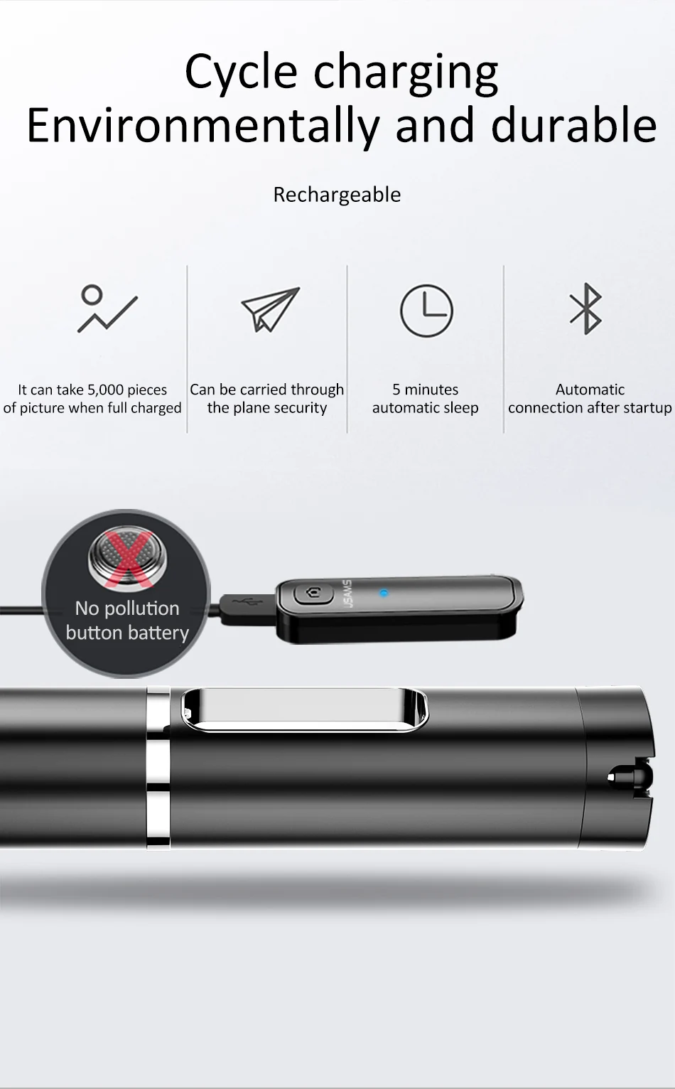 USAMS, беспроводная селфи-Палка с Bluetooth, мини-штатив для селфи с пультом дистанционного управления для iPhone X XS 8 7 6s 6 XR, портативный монопод для селфи